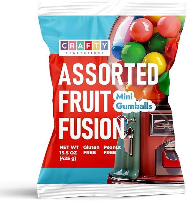 Gumballs for Gumball Machine Refills -Assorted Fruit Flavored Gum Balls - 0.5" Mini Bubble Gum - Bulk Gum Bag 15 OZ - Chewing Gum for Kids - Double Bubble Gumball - Image 1