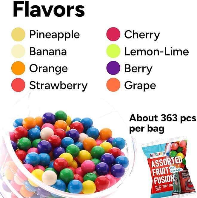 Gumballs for Gumball Machine Refills -Assorted Fruit Flavored Gum Balls - 0.5" Mini Bubble Gum - Bulk Gum Bag 15 OZ - Chewing Gum for Kids - Double Bubble Gumball - Image 4