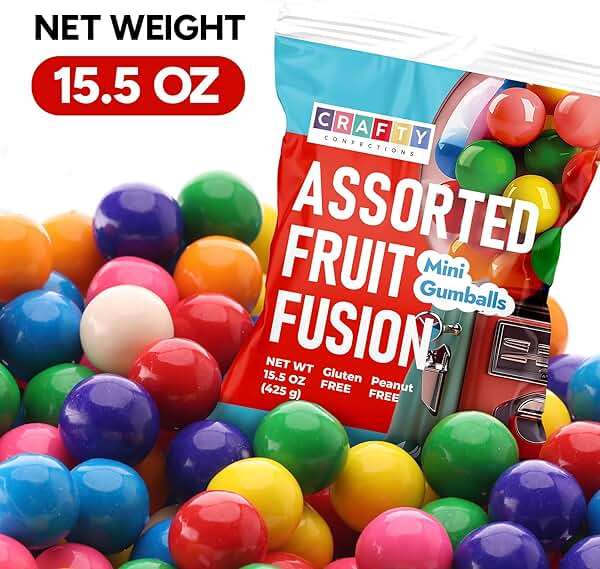 Gumballs for Gumball Machine Refills -Assorted Fruit Flavored Gum Balls - 0.5" Mini Bubble Gum - Bulk Gum Bag 15 OZ - Chewing Gum for Kids - Double Bubble Gumball - Image 8