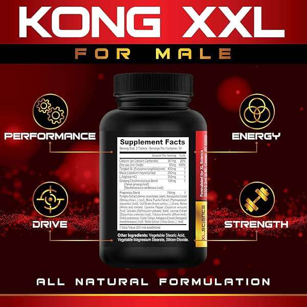 Kong XXL- Ultimate Male Performance and Enlargement Pills for Men- Add 3-6” in 60 Days- Enhanced Size, Drive, Strength and Endurance - Boost Performance- 60 Tablets - Image 3