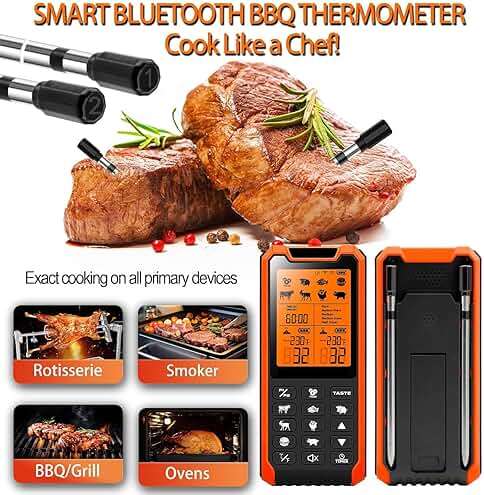PRAVETTE Smart Bluetooth Meat Thermometer - Long Range Wireless Food Thermometer, Digital Meat Thermometer with Dual Probes for BBQ Grill, Oven, Smoker, Air Fryer - Image 2