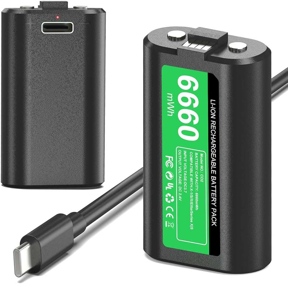 GKHERD Rechargeable Controller Battery Pack for Xbox One/Xbox Series X|S, 2x6660mWh Battery Pack with Type-C Charging Cable for Xbox One/S/X/Elite Controller - Image 1