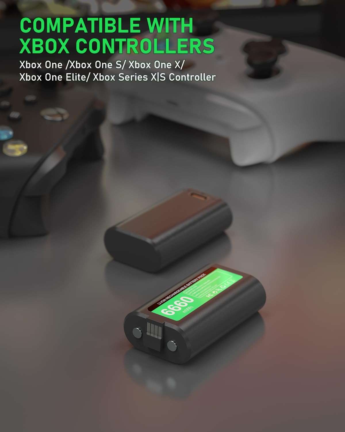 GKHERD Rechargeable Controller Battery Pack for Xbox One/Xbox Series X|S, 2x6660mWh Battery Pack with Type-C Charging Cable for Xbox One/S/X/Elite Controller - Image 6