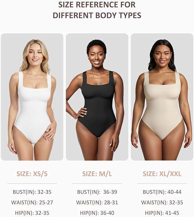 FeelinGirl Bodysuits for Women Seamless Square Neck Tummy Control Compression Thong Shapewear Bodysuit Tank Tops Bodysuit - Image 6