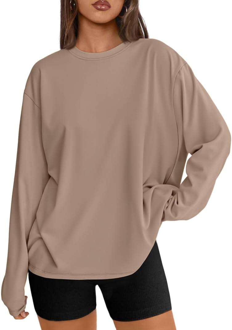 Trendy Queen Womens Oversized Long Sleeve Shirts Fall Tops 2026 Basic Tee Casual Workout Y2K Clothes - Image 1