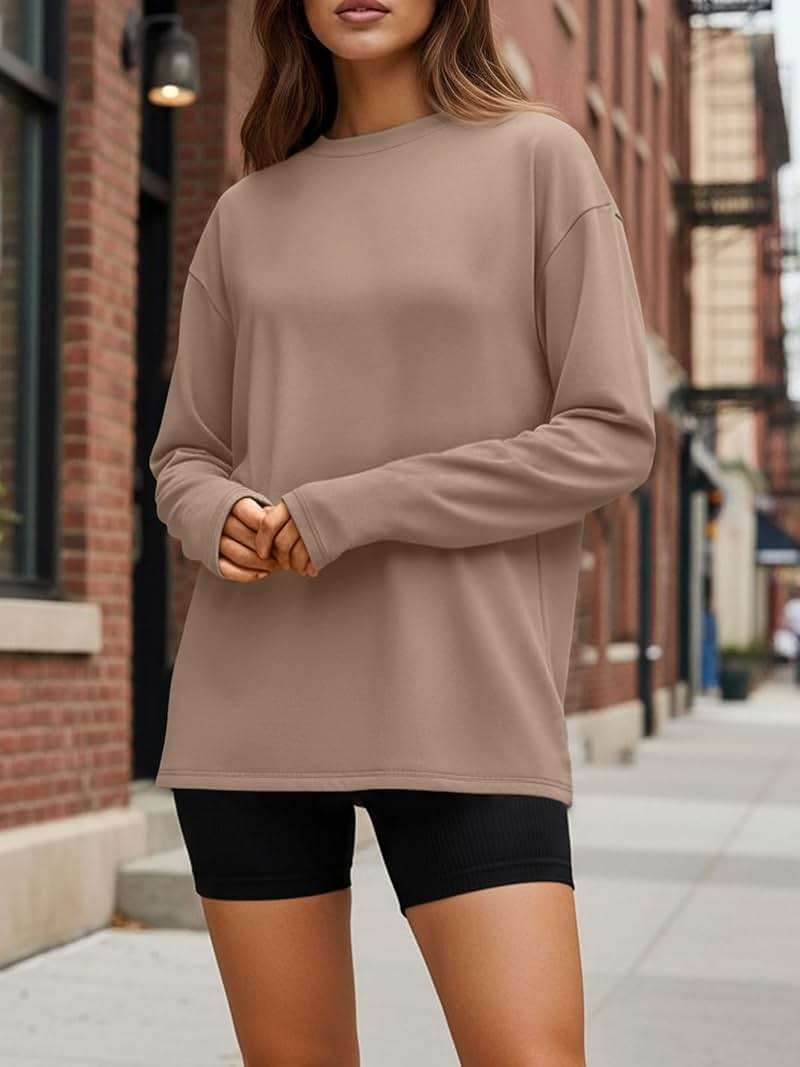 Trendy Queen Womens Oversized Long Sleeve Shirts Fall Tops 2026 Basic Tee Casual Workout Y2K Clothes - Image 2
