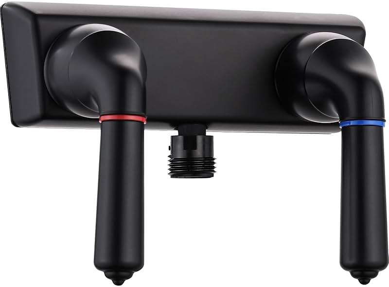 RV Shower Faucet, 4 inch Rv Shower Valve Diverter with Dual Levers Hot/Cold Control for RV/Camper/Motorhome Bathroom, Black - Image 1
