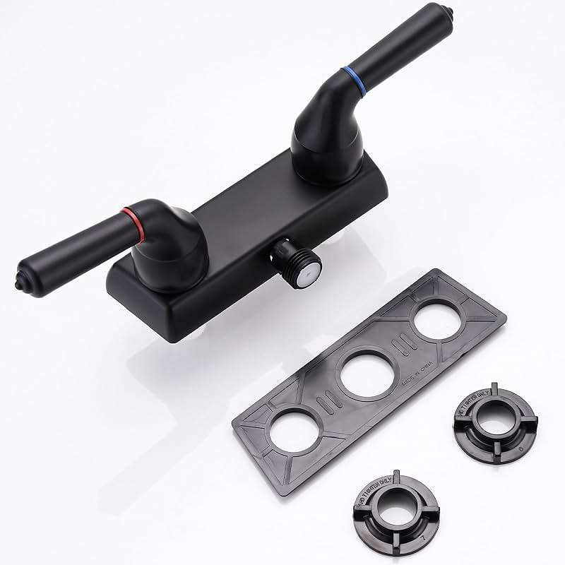 RV Shower Faucet, 4 inch Rv Shower Valve Diverter with Dual Levers Hot/Cold Control for RV/Camper/Motorhome Bathroom, Black - Image 4