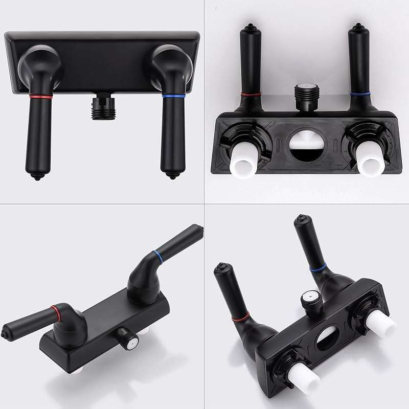RV Shower Faucet, 4 inch Rv Shower Valve Diverter with Dual Levers Hot/Cold Control for RV/Camper/Motorhome Bathroom, Black - Image 5
