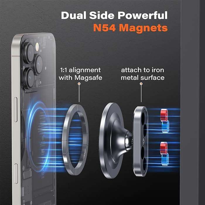 A2C All-Metal Gym Magnetic Phone Holder for MagSafe,High-End Workout Essentials for Men Women,[Dual N54 Magnet] Portable Phone Mount Gym Accessories Compatible with iPhone 17 16 15 14 13 12 (Gray) - Image 3