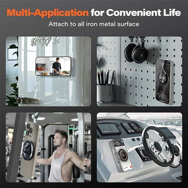 A2C All-Metal Gym Magnetic Phone Holder for MagSafe,High-End Workout Essentials for Men Women,[Dual N54 Magnet] Portable Phone Mount Gym Accessories Compatible with iPhone 17 16 15 14 13 12 (Gray) - Image 6