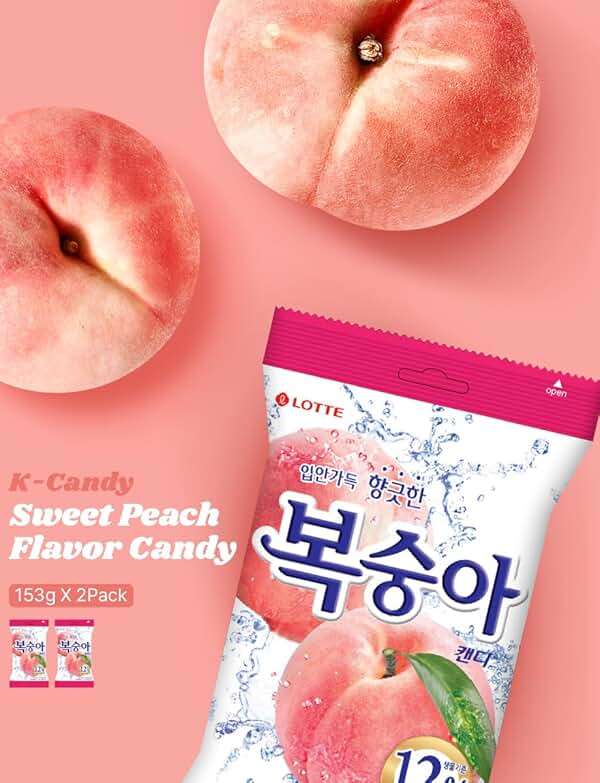 K-Candy Sweet Peach Flavor Candy 153g X 2Pack - Image 3