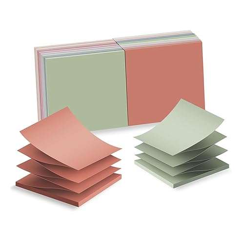 12 Pads Pop Up Sticky Notes, 3x3 Refills Accordion Sticky Notes, Vintage Colors Self-Stick Note Pads Pop-up Notes Dispenser, 54 Sheets/Pad - Image 1