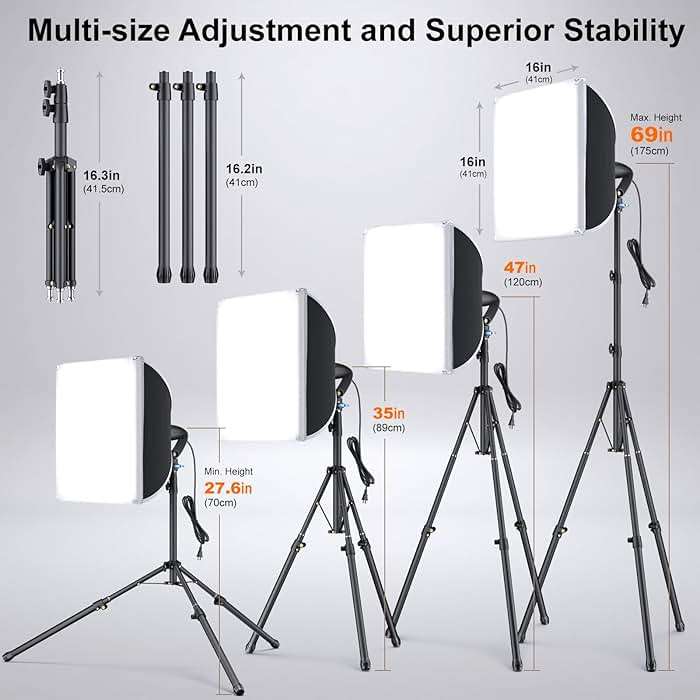 LINCO Lincostore Softbox Photography Lighting Kit with Professional 85W LED Bulbs, Studio Lights for Photography/Video Recording/Live Streaming (16'' x 16'' Professional Softbox Lighting Kit) - Image 6
