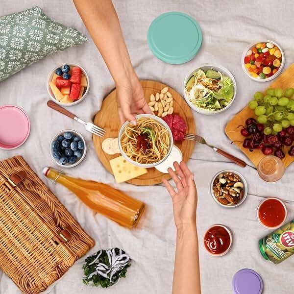 32 PCS Freezer Storage Containers with Lids, 16 Containers & 16 Lids Reusable BPA Free Plastic Soup Jars, Leakproof Salad Dressing Container to Go, Dishwasher & Microwave Safe Small Bowl Set - Image 2