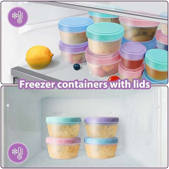 32 PCS Freezer Storage Containers with Lids, 16 Containers & 16 Lids Reusable BPA Free Plastic Soup Jars, Leakproof Salad Dressing Container to Go, Dishwasher & Microwave Safe Small Bowl Set - Image 4