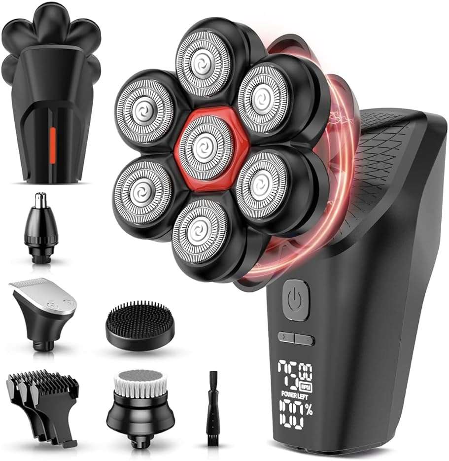 Head Shavers for Bald Men, 7D Head Shaver with LED Display, 3 Adjustable Modes, 10000 RPM High Speed Motor, Tornado Black - Image 1