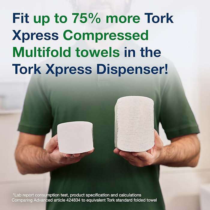 Tork Xpress Compressed Multifold Hand Towel White H2, Advanced, Strong and Absorbent, 12 x 250 Sheets, 424834 - Image 6