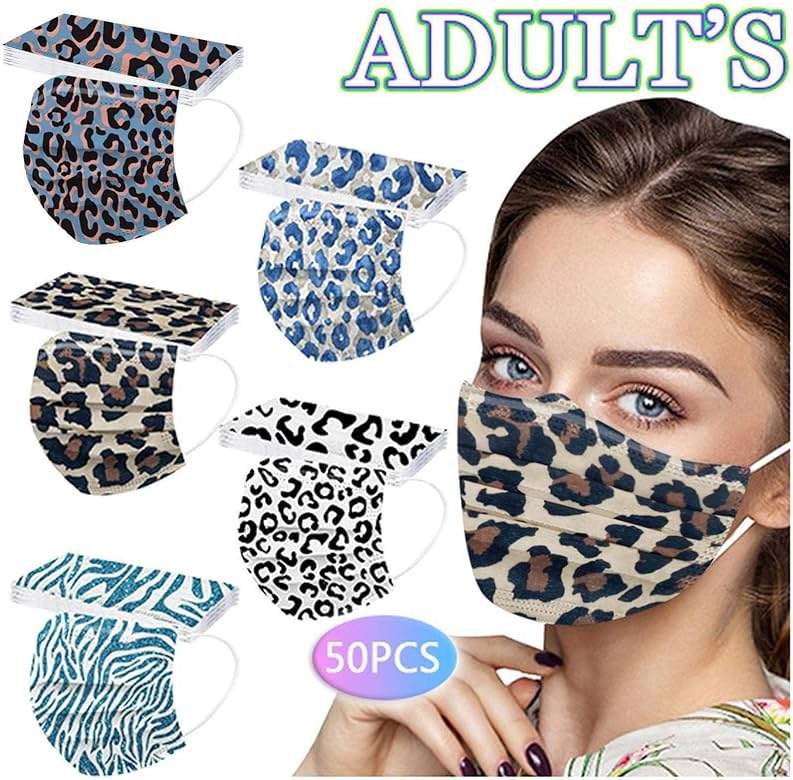 50 Pack Leopard Disposable Face Mask for Adults, Fashion 3-Ply Breathable Earloop Full Face Protection for Women & Men - Image 2
