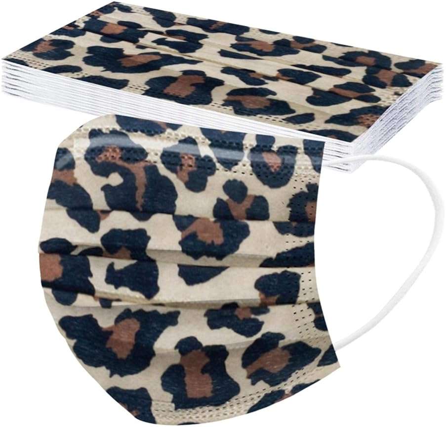 50 Pack Leopard Disposable Face Mask for Adults, Fashion 3-Ply Breathable Earloop Full Face Protection for Women & Men - Image 3