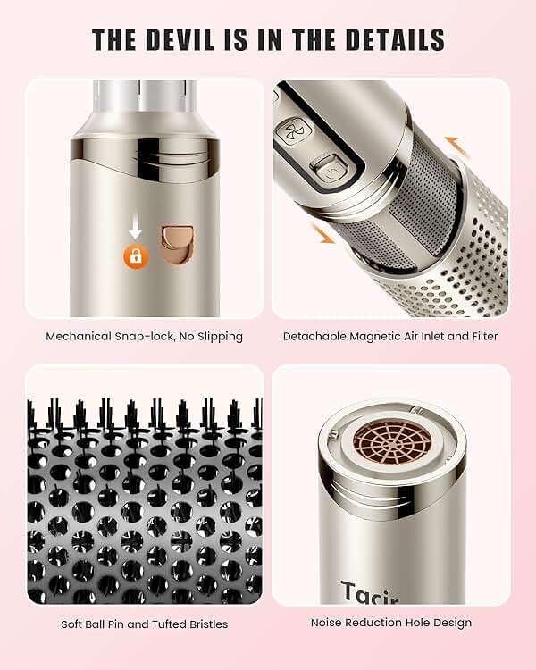 Tqcir 8-in-1 Professional Hot Air Styler&Hair Dryer Brush, Powerful Multi-Styler with Auto-Wrap Curler with Storage Case, Fast Drying Curling Straightening Volumizing Without Heat Damage(Gold) - Image 7