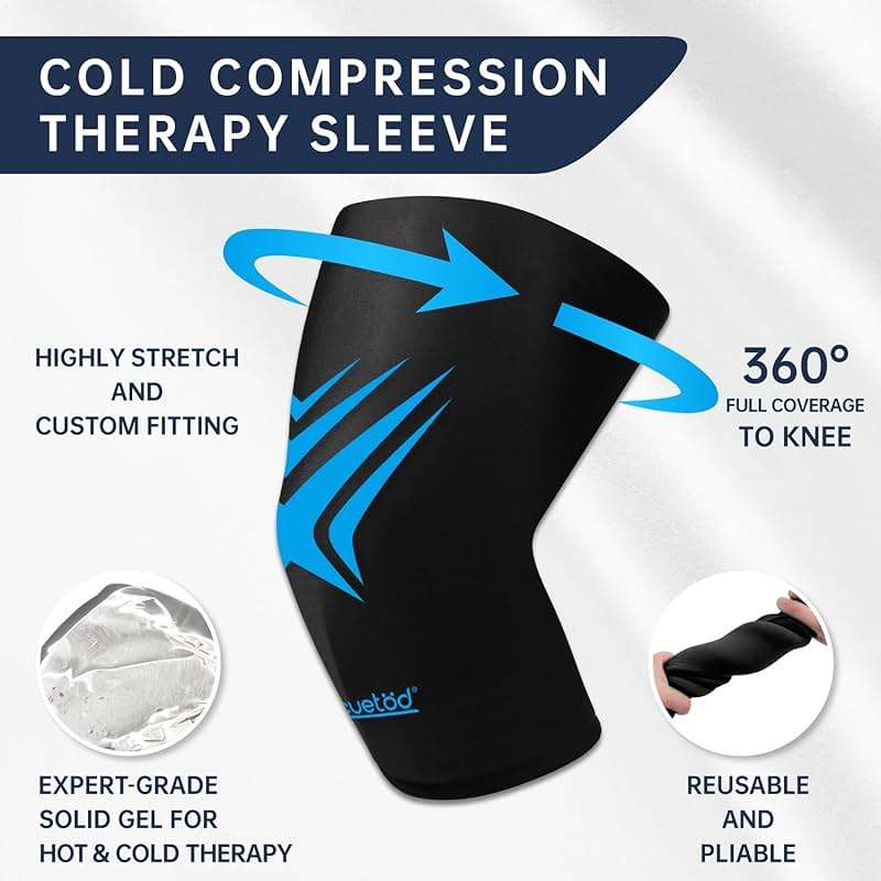 Knee Ice Pack Wrap Extended Ice Packs for Injuries Reusable Leg Freeze Compression Sleeves, Gel Cooling Knees Brace Cold Hot Packs Therapy Flexible for Pain Relief, Surgery Recovery Gift for Women Men - Image 2