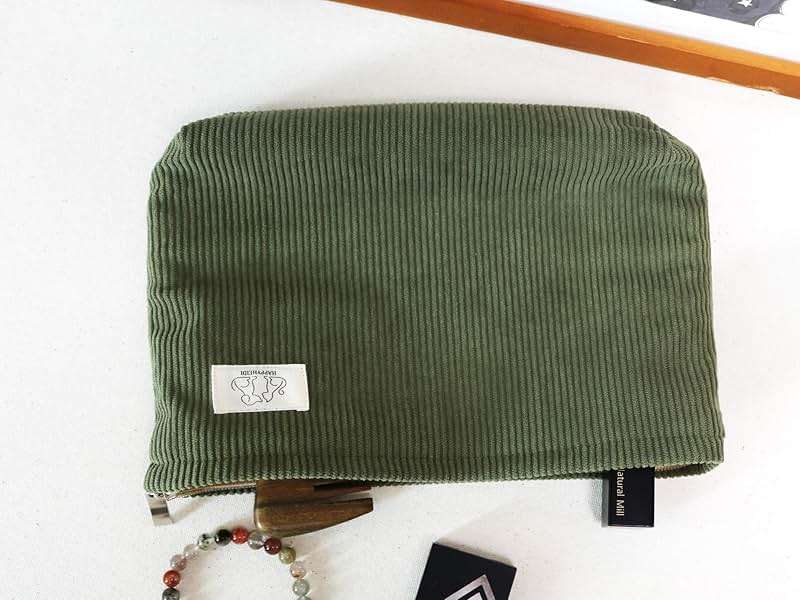 HAPPYHEIDI Corduroy Makeup Bag with Compartment Cosmetic Toiletry Travel Pouch, Make Up Accessory Organizer, Zipper Closure, Canvas Lined - Image 4