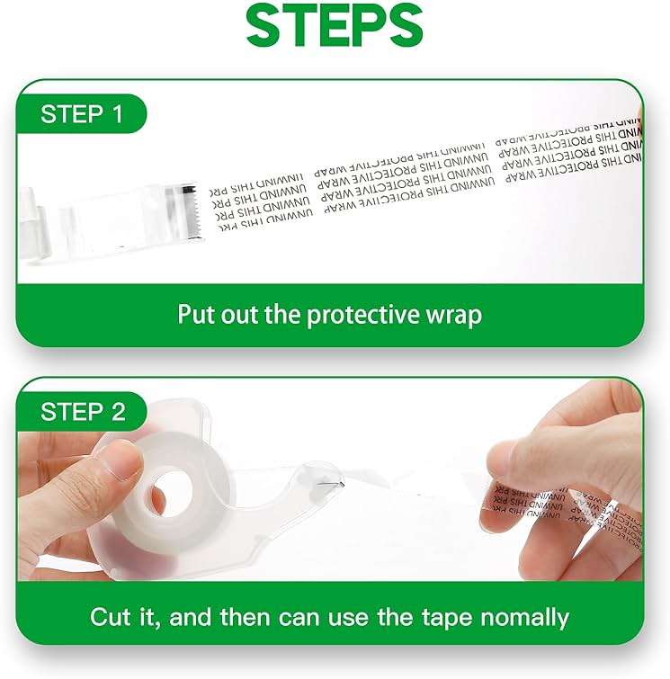 Double Sided Tape, Light Duty Permanent Tape with Dispenser, Narrow Width, Translucent, 4 Pack, 1/2 x 300 inches, Double Stick Tape for Crafts, Arts Projects, Gifts Wrapping, Office School Supplies. - Image 8