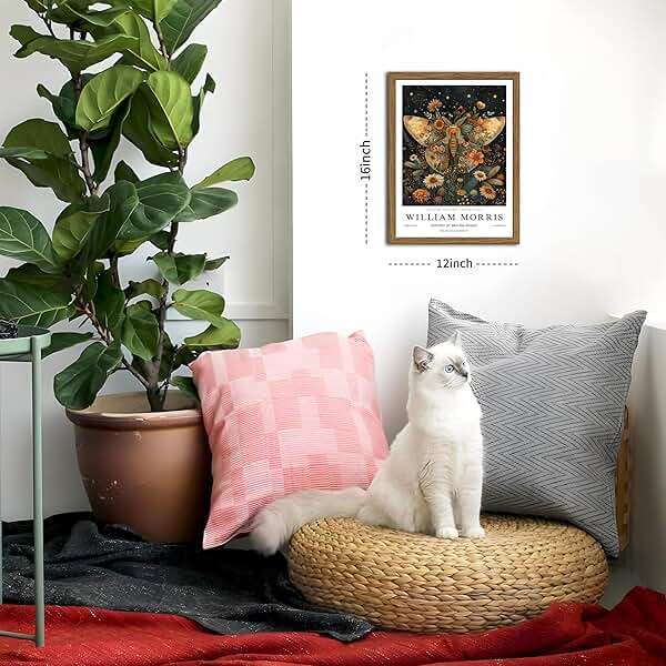 Wood Frame William Morris Wall Art Set of 3, Vintage Animal Bee Butterfly Dragonfly Posters Prints, Botanical Nature Flower Canvas Wall Decor Paintings for Living Room Bedroom Bathroom 12x16In Framed - Image 3
