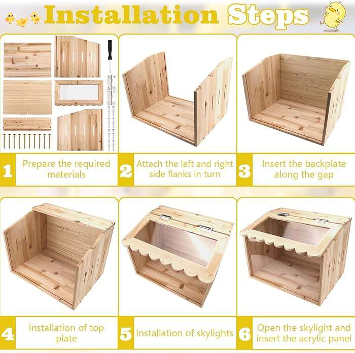 Chicken Brooder Box, Large Wooden Brooder Box for Chicks, Chick Brooder Baby Chicken Supplies, Animal Playpen with Top for Chickens, Ducks, Quails, Hamsters (15.7''*11.8''*11.8'') - Image 5