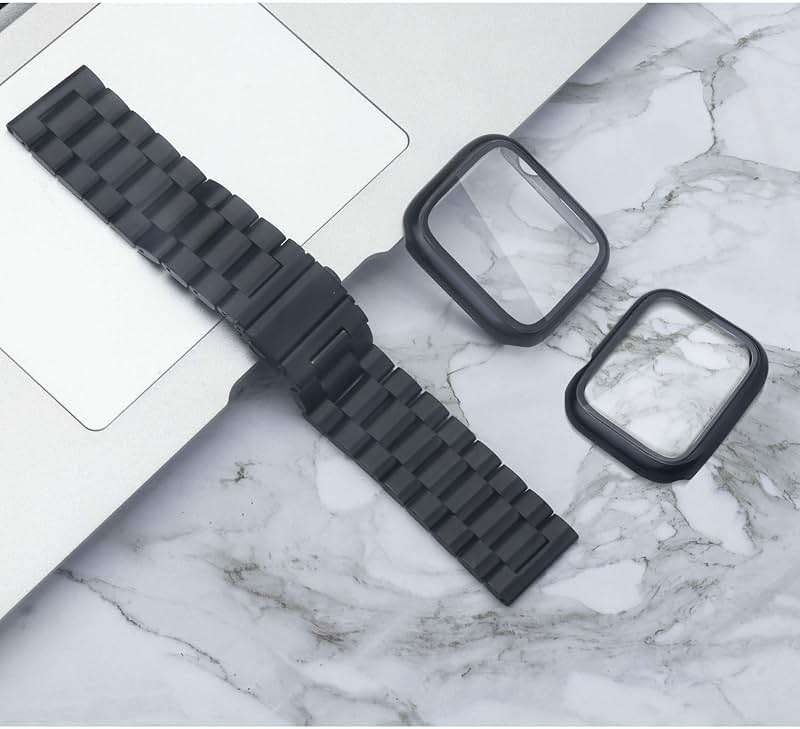 Bekomo Compatible with Apple Watch Band 49mm 46mm 44mm 45mm 42mm 40mm 38mm 41mm, Stainless Steel iWatch Bands with 2 Pack Tempered Glass Case for Series 11/10/9/Ultra 3 2/8/7/6/5/4/3/2/1/SE for Men - Image 5