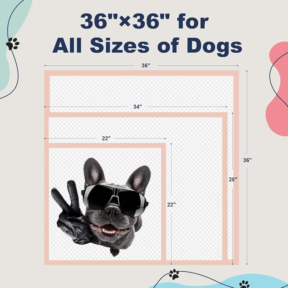 OOMICAT Dog Pee Pads Extra Large 36" × 36" - 45 Count XXXL Urine Underpads, Pink Doggy Pads ｜Disposable Dog Training Pads, Super Absorbent & Leak-Proof & Quick Drying Potty Pads - Image 3