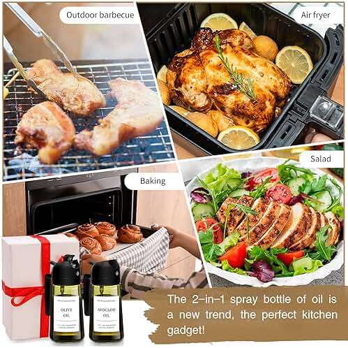 DWTS DANWEITESI Oil Sprayer for Cooking 2pcs,2 in 1 Oil Dispenser and Oil Sprayer Kitchen Gadgets,16oz Dark Green Glass Oil Spray Bottle(Light Blockage),Perfect Kitchen Accessories - Image 7