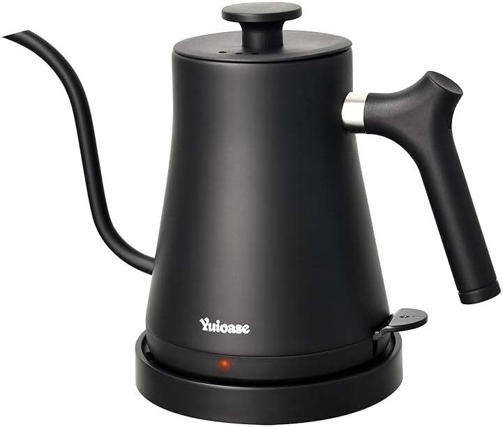 Electric Gooseneck Kettle, 304 Stainless Steel Coffee Kettle, Auto Shutoff Anti-dry Protection, Classic Pour-over Coffee & Tea,Matte Black 1.0L-1200W Fast Boiling Water Boiler by YUIOASE - Image 1