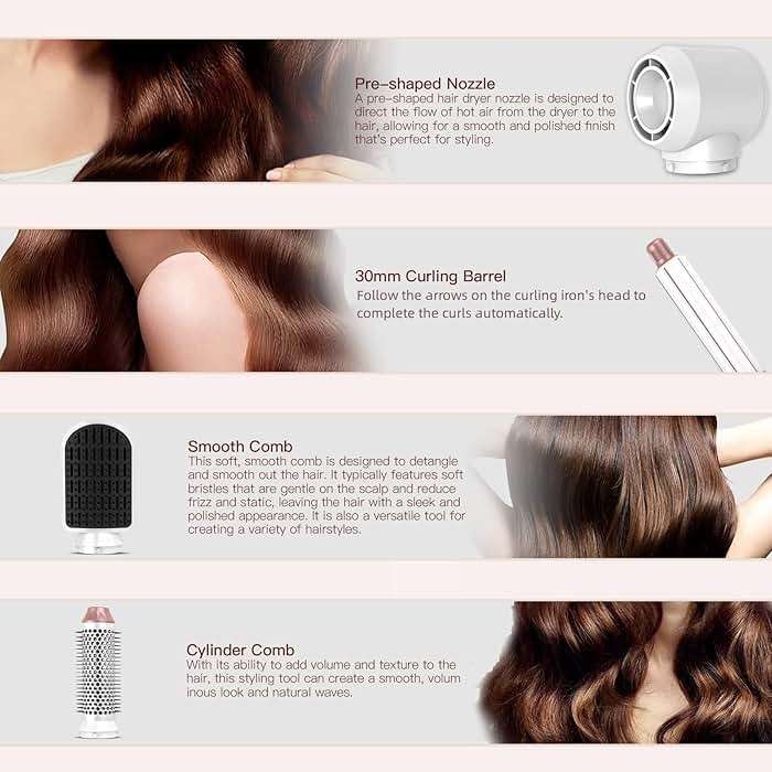 MIEARA 5 in 1 Hair Styler, Blow Dryer Brush, Hot Curling Brush, Air Styler, Straightener Brush, Hair Curler, Hair Styling Tools for Volumizing & Styling for Women Travel - Image 2