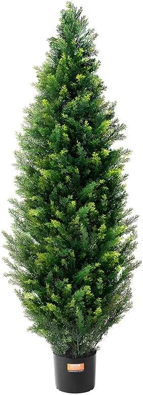 VEVOR Artificial Topiary Cedar Tree, 48 inch Tall (2 Pieces), with Extra Leaves & Pot Faux Evergreen Fake Pine Cypress Trees Plant, UV Rated Artificial Greenery Set for Home Decor Indoor/Outdoor - Image 5