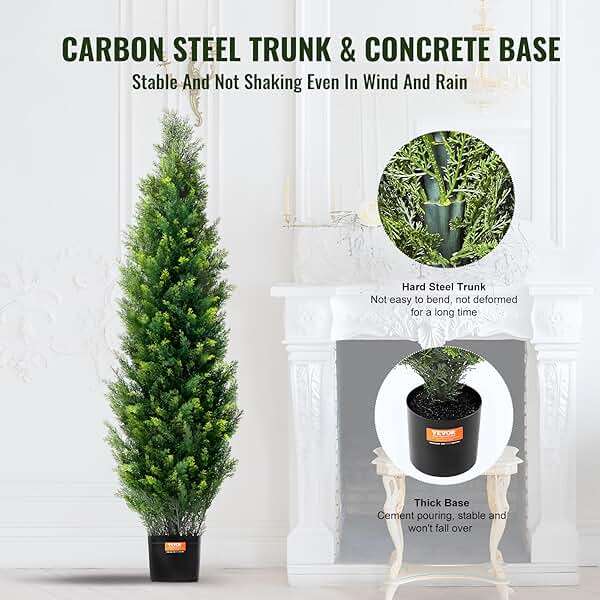 VEVOR Artificial Topiary Cedar Tree, 48 inch Tall (2 Pieces), with Extra Leaves & Pot Faux Evergreen Fake Pine Cypress Trees Plant, UV Rated Artificial Greenery Set for Home Decor Indoor/Outdoor - Image 7
