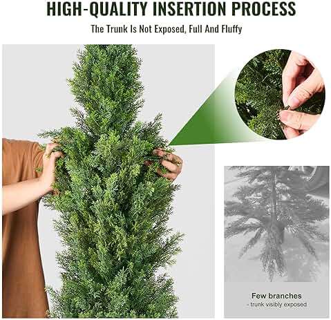 VEVOR Artificial Topiary Cedar Tree, 48 inch Tall (2 Pieces), with Extra Leaves & Pot Faux Evergreen Fake Pine Cypress Trees Plant, UV Rated Artificial Greenery Set for Home Decor Indoor/Outdoor - Image 8
