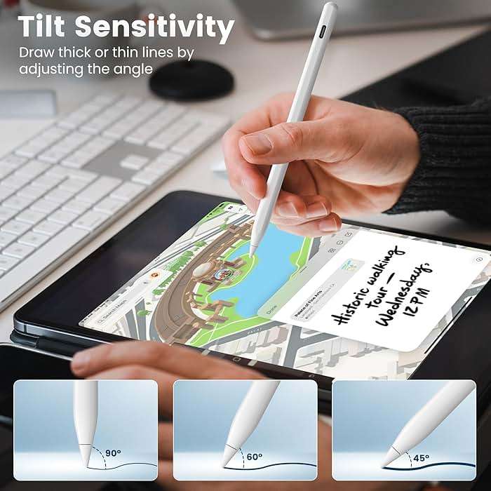 Penlike Pencil for Apple iPad A16 10th, Fast Charge Stylus Pen for 2026-2018 iPad A16/11-6th, Air 11"/13" M4/M3/M2/5th-3rd, Pro 13/11/M4/12.9, Mini A17 Pro/6/5th Palm Rejection Tilt Sensitivity - Image 6