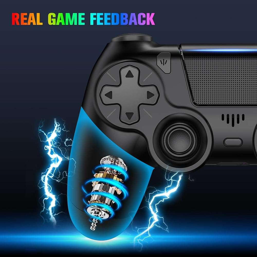 Fisherg 2 Pack Controllers with Charging Dock Station for PS4 Controller, Wireless Controller Compatible with PS4/Pro/Slim Consoles, with LED Charging Dock, Black - Image 5