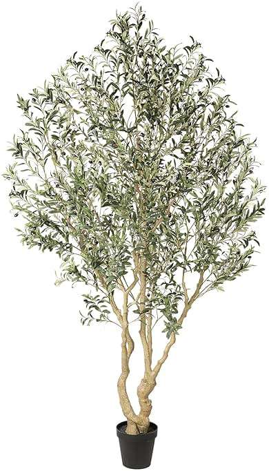 Realead Artificial Olive Tree 8ft - Large Faux Olive Tree with Realistic Leaves and Olives - Full and Grand Design Fake Olive Tree with Sturdy Base for Indoor Office Decor - Image 1