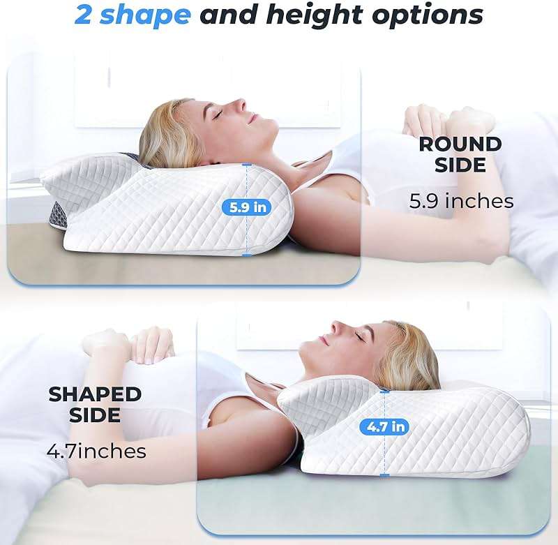 SAHEYER Cervical Neck Pillow, Ergonomic Memory Foam Pillow for Neck Pain Relief and Snoring, 2 in 1 Orthopedic Pillow for Side Sleeper, Back and Stomach Sleeper, Grey - Image 5