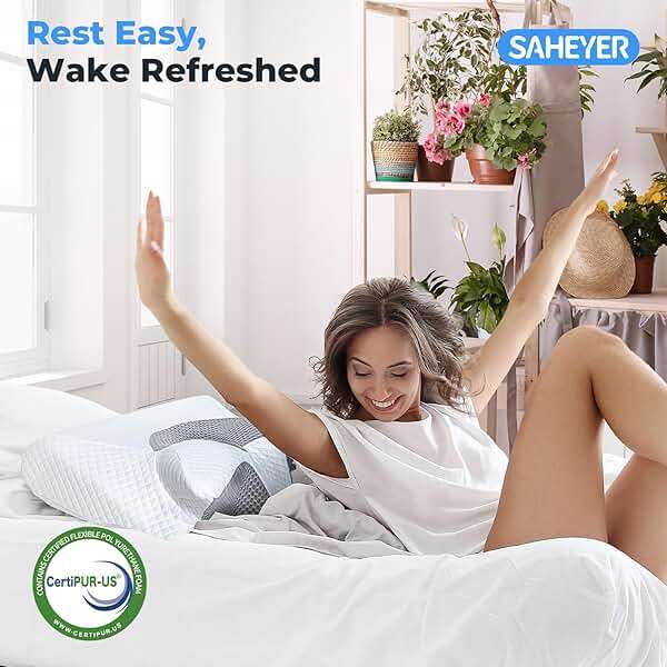 SAHEYER Cervical Neck Pillow, Ergonomic Memory Foam Pillow for Neck Pain Relief and Snoring, 2 in 1 Orthopedic Pillow for Side Sleeper, Back and Stomach Sleeper, Grey - Image 7