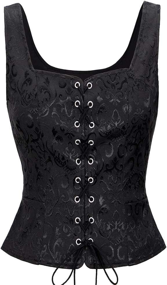 Zando Women Renaissance Corset Vest Pirate Costumes Viking Medieval Corset Top - Image 1
