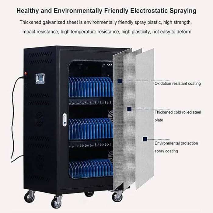 HTIANMM Cell Phone Charging Stations 30-60 Device Mobile Charging and Storage Cart, USB Rechargeable Mobile Phone Charging Cabinet,for Office Classroom,60Slots - Image 2