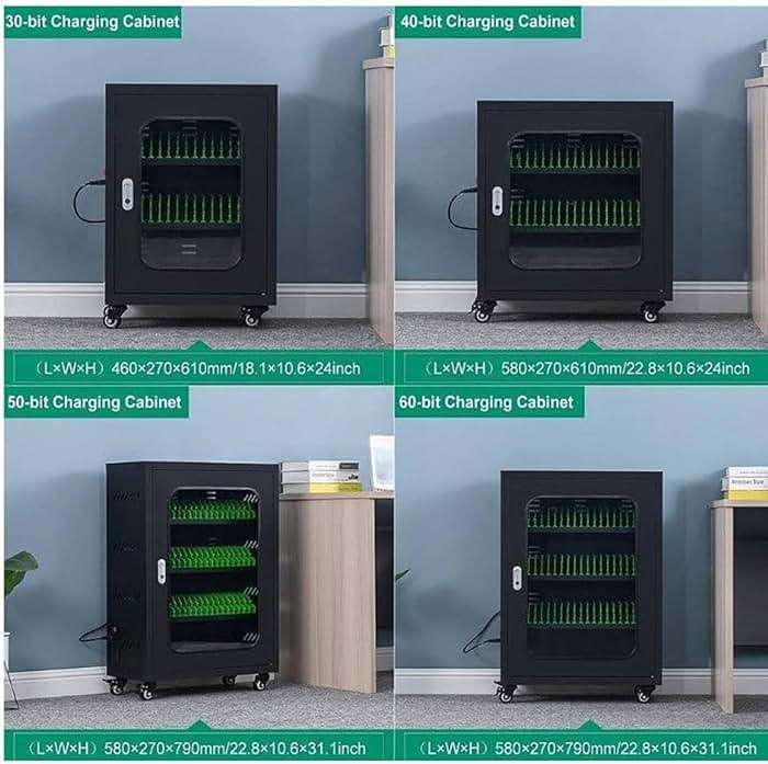 HTIANMM Cell Phone Charging Stations 30-60 Device Mobile Charging and Storage Cart, USB Rechargeable Mobile Phone Charging Cabinet,for Office Classroom,60Slots - Image 3