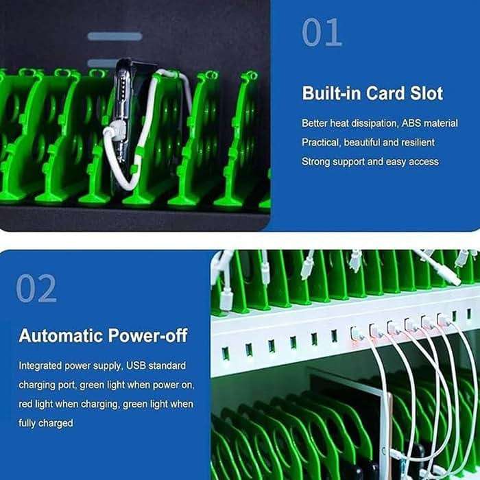 HTIANMM Cell Phone Charging Stations 30-60 Device Mobile Charging and Storage Cart, USB Rechargeable Mobile Phone Charging Cabinet,for Office Classroom,60Slots - Image 4