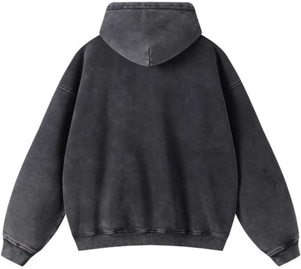 DXSHCV Oversize Men's Vintage Hoodie Zip Up Long Sleeve Sweatshirt with Pockets Acid Wash Streetwear Fleece Hoodies Jacket - Image 2