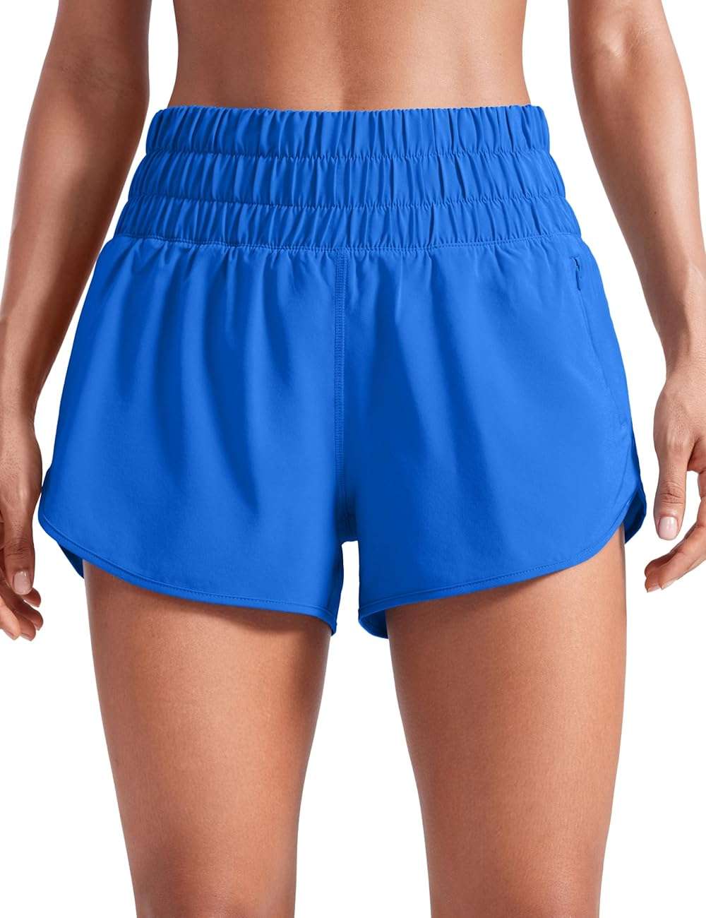 CRZ YOGA High Waisted Dolphin Running Shorts for Womens Mesh Liner for Gym Workout Athletic with Zipper Pocket - Image 1