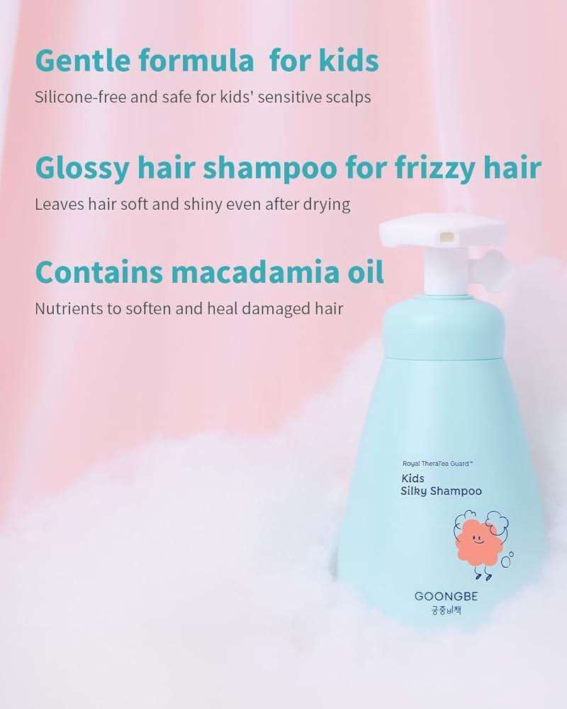 GOONGBE Kids' Detangling Shampoo - Silky Shine for Frizzy Tangle-Prone Hair – Silicone-Free Low pH with Silk Protein & Macadamia Oil – Tear-Free Tested, 25 Allergen-Free – Korean K-Beauty, 10.1 fl oz - Image 3